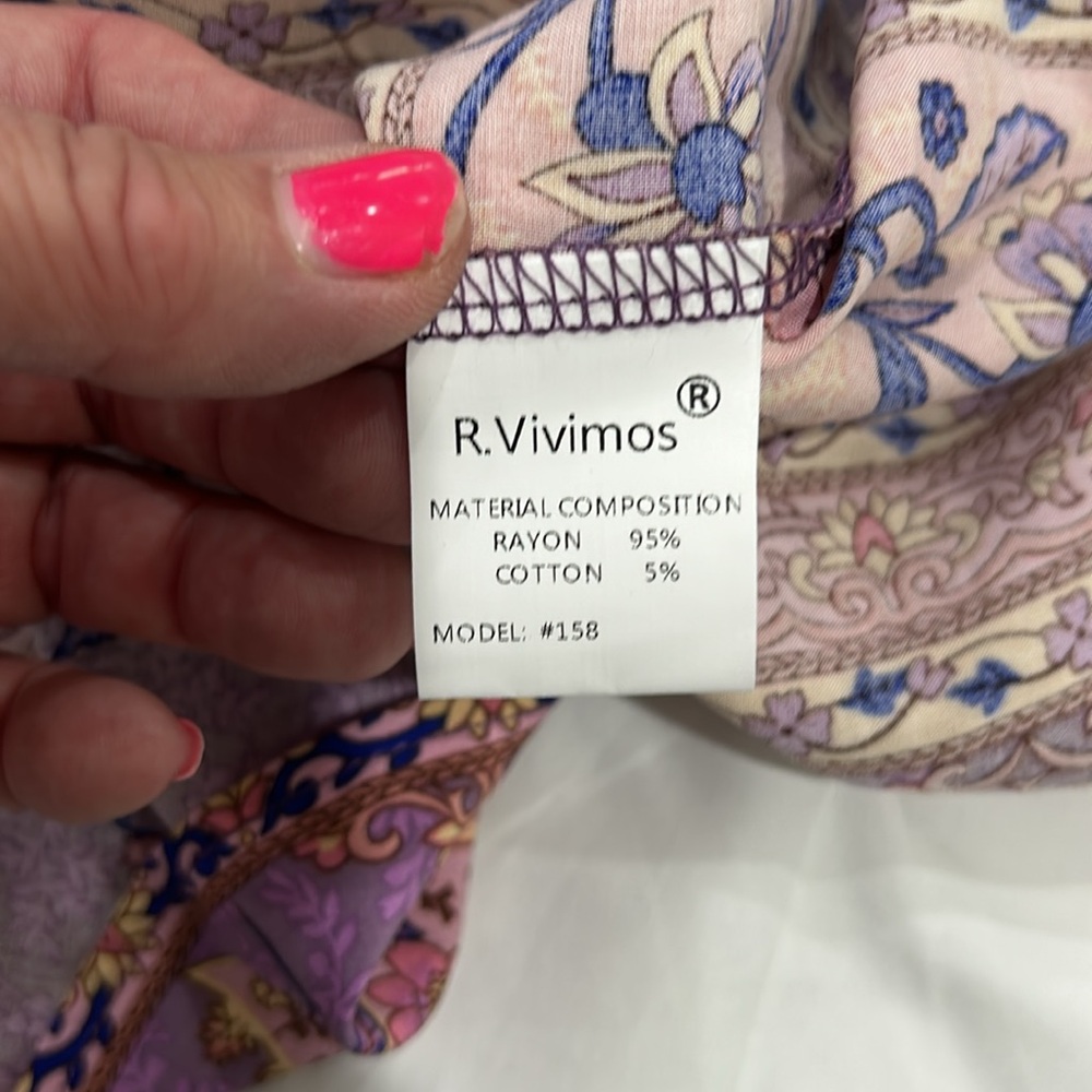 Loose Fitting Floral Boho Style Rayon Dress NWT - Picture 11 of 12